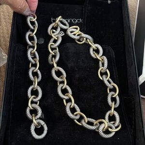 David Yurman Two-Tone Twisted Rope-Link Necklace and Bracelet Set